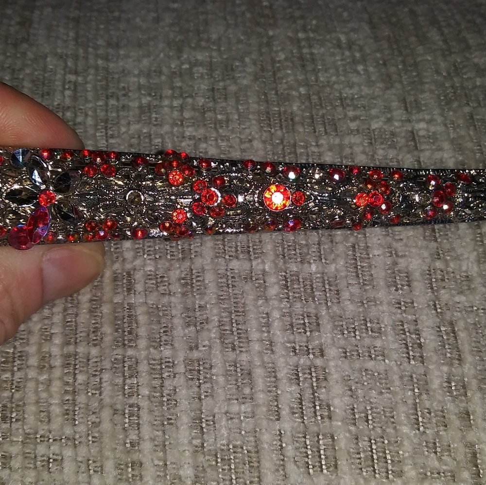 Silver/Red Rhinestone Hair Clip